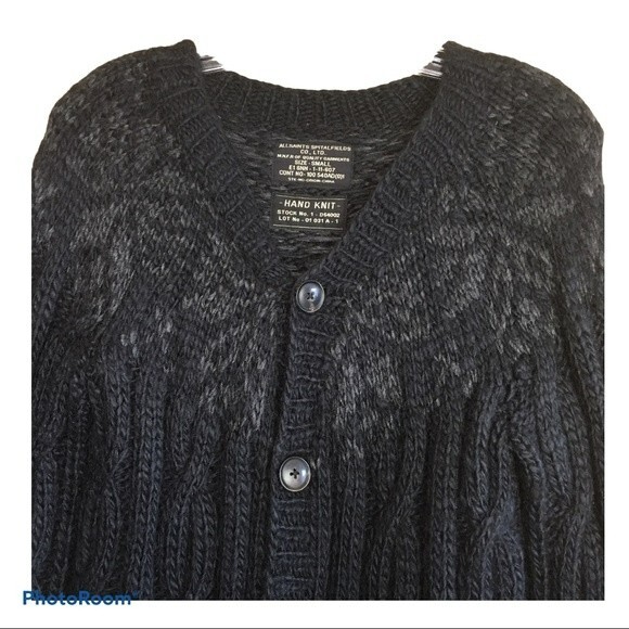ALLSAINTS SPITALFIELDS Chunky Knit Button Down Norwegian Inspired Cardigan Sz.S - Picture 5 of 10